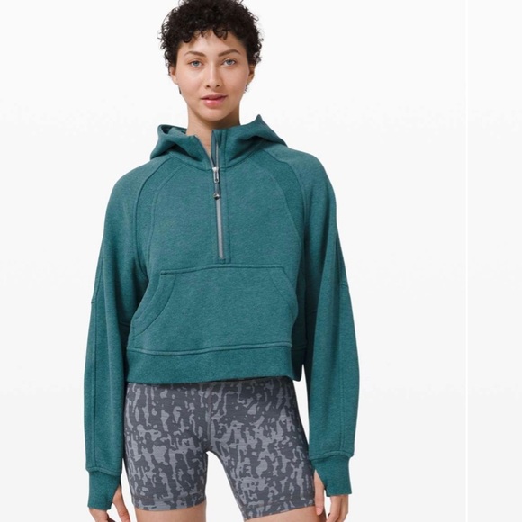 LULULEMON Scuba Oversized 1/2 Zip Hoodie Heathered Desert Teal size M/L - Picture 1 of 11